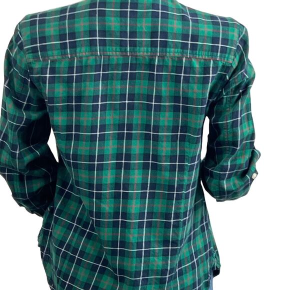 Women's Tommy Hilfiger Green, Navy and, Red Plaid Long Sleeve Button Down Top - Picture 7 of 16